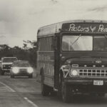 1980s Pastors for Peace schoolbus leads caravan of vehicles